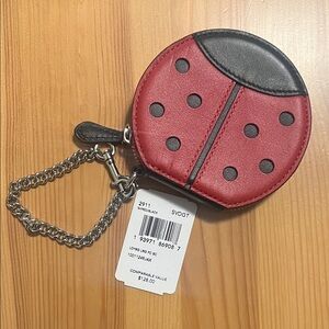Coach Red and Black Ladybug Coin Pouch